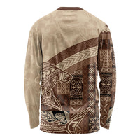Samoa Mamanu Siapo Mocha Long Sleeve Shirt Tatau Malie