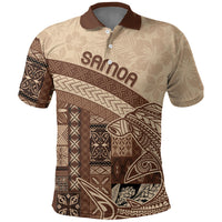 Samoa Mamanu Siapo Mocha Polo Shirt Tatau Malie