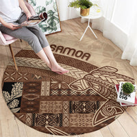 Samoa Mamanu Siapo Mocha Round Carpet Tatau Malie