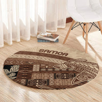 Samoa Mamanu Siapo Mocha Round Carpet Tatau Malie