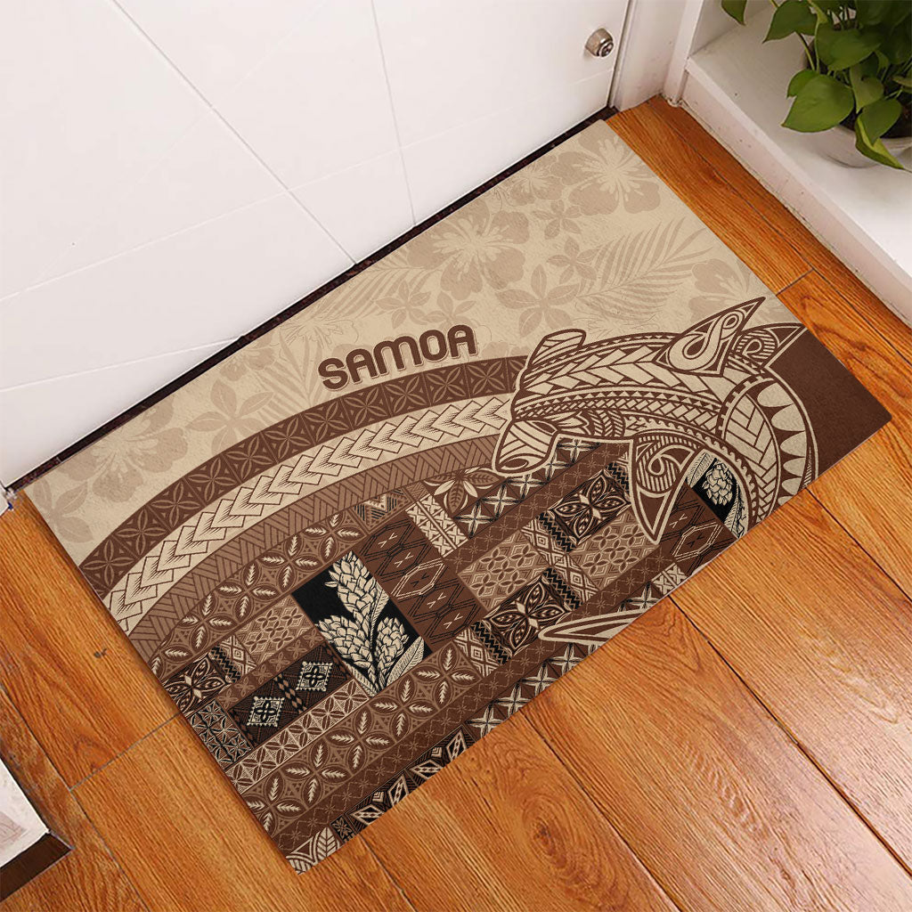 Samoa Mamanu Siapo Mocha Rubber Doormat Tatau Malie