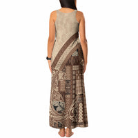 Samoa Mamanu Siapo Mocha Tank Maxi Dress Tatau Malie
