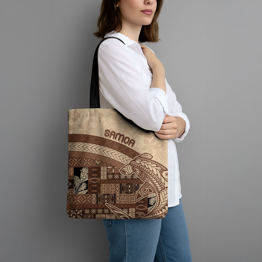 Samoa Mamanu Siapo Mocha Tote Bag Tatau Malie