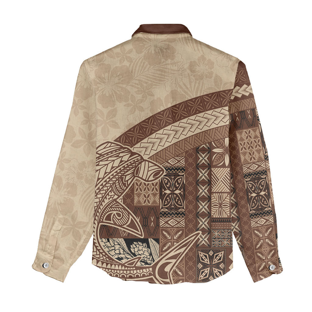 Samoa Mamanu Siapo Mocha Women Casual Shirt Tatau Malie