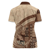 Samoa Mamanu Siapo Mocha Women Polo Shirt Tatau Malie
