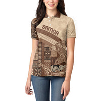 Samoa Mamanu Siapo Mocha Women Polo Shirt Tatau Malie