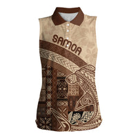 Samoa Mamanu Siapo Mocha Women Sleeveless Polo Shirt Tatau Malie
