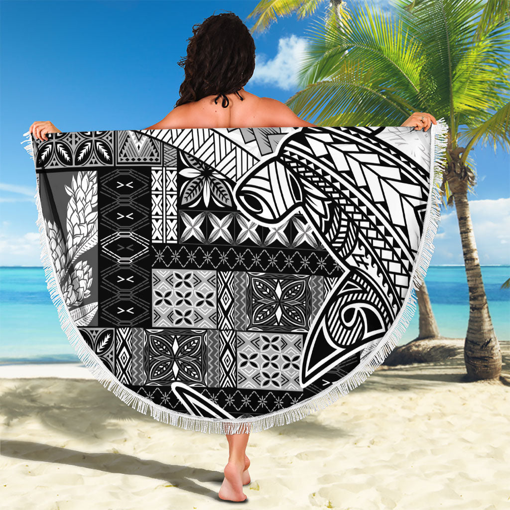 Samoa Mamanu Siapo Classic Black Beach Blanket Tatau Malie