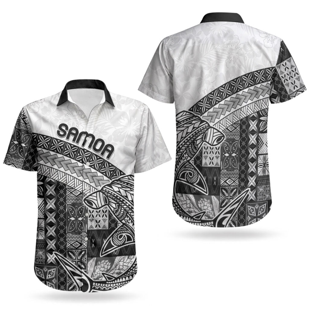 Samoa Mamanu Siapo Classic Black Couples Matching Off Shoulder Maxi Dress and Hawaiian Shirt Tatau Malie