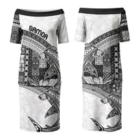 Samoa Mamanu Siapo Classic Black Couples Matching Puletasi and Long Sleeve Button Shirt Tatau Malie