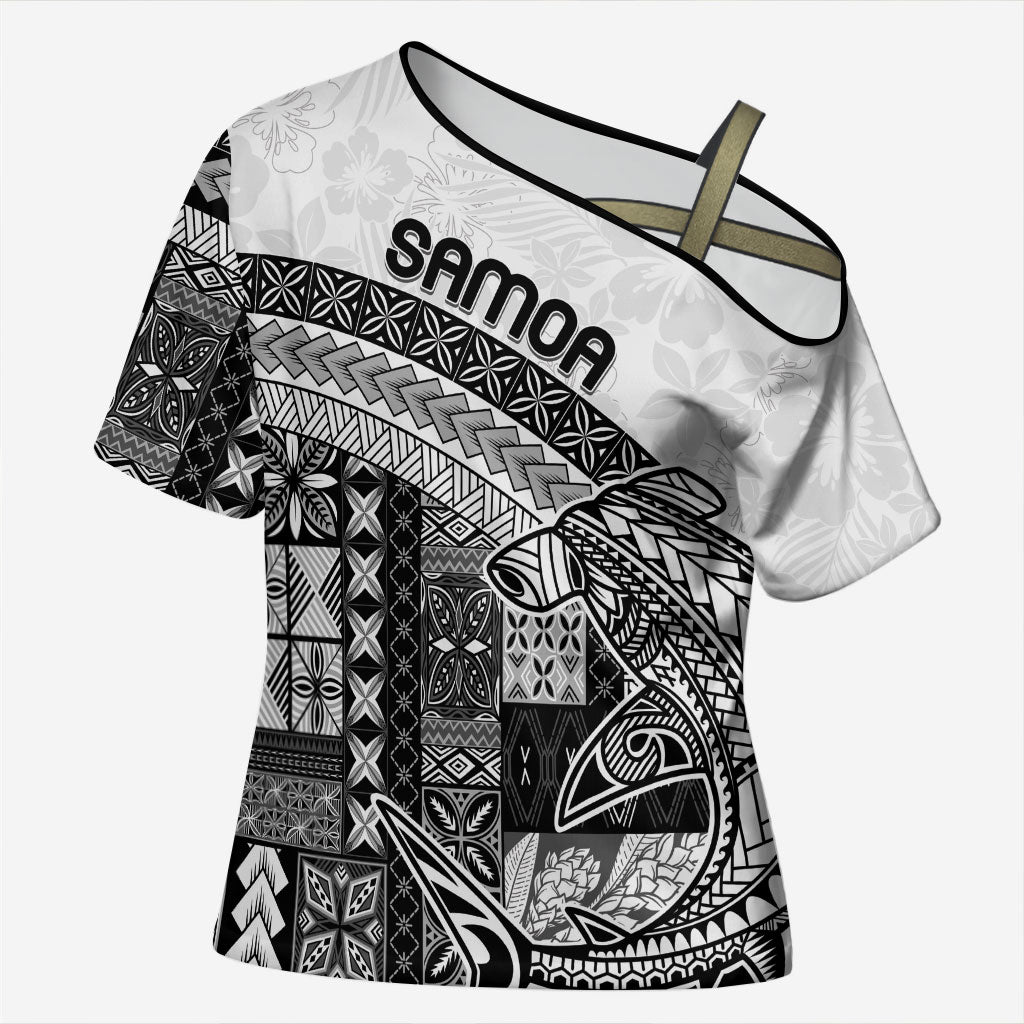 Samoa Mamanu Siapo Classic Black Cross Shoulder Shirt Tatau Malie