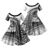 Samoa Mamanu Siapo Classic Black Family Matching Long Sleeve Bodycon Dress and Hawaiian Shirt Tatau Malie
