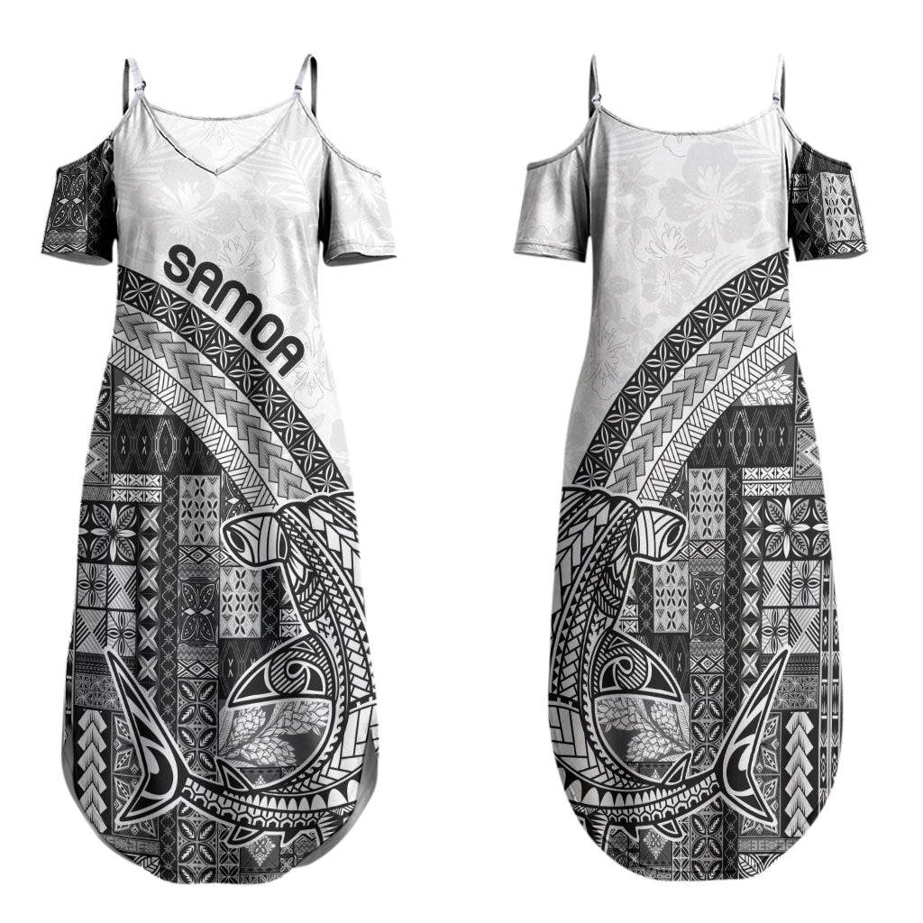 Samoa Mamanu Siapo Classic Black Family Matching Summer Maxi Dress and Hawaiian Shirt Tatau Malie