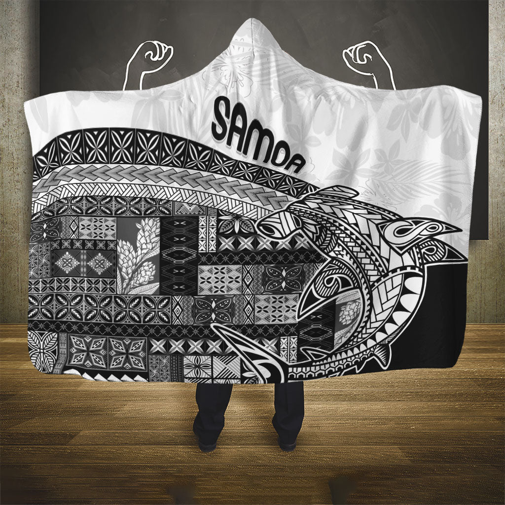 Samoa Mamanu Siapo Classic Black Hooded Blanket Tatau Malie