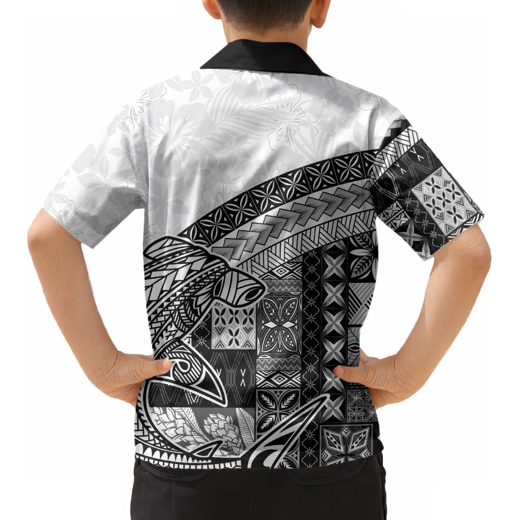 Samoa Mamanu Siapo Classic Black Kid Hawaiian Shirt Tatau Malie