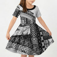 Samoa Mamanu Siapo Classic Black Kid Short Sleeve Dress Tatau Malie