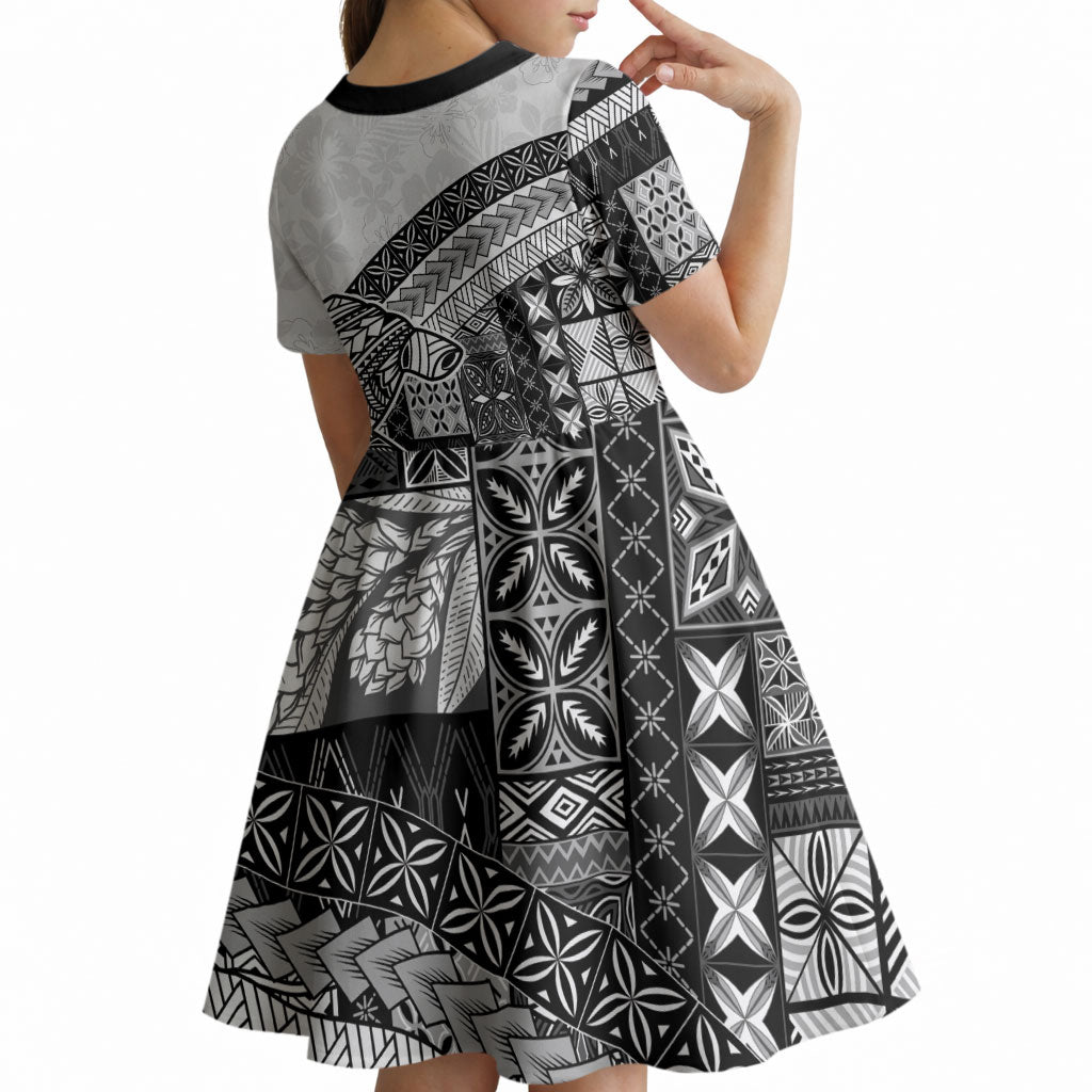 Samoa Mamanu Siapo Classic Black Kid Short Sleeve Dress Tatau Malie