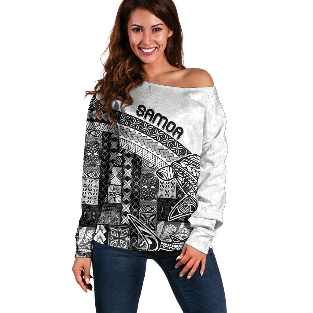 Samoa Mamanu Siapo Classic Black Off Shoulder Sweater Tatau Malie