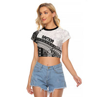 Samoa Mamanu Siapo Classic Black Raglan Cropped T Shirt Tatau Malie
