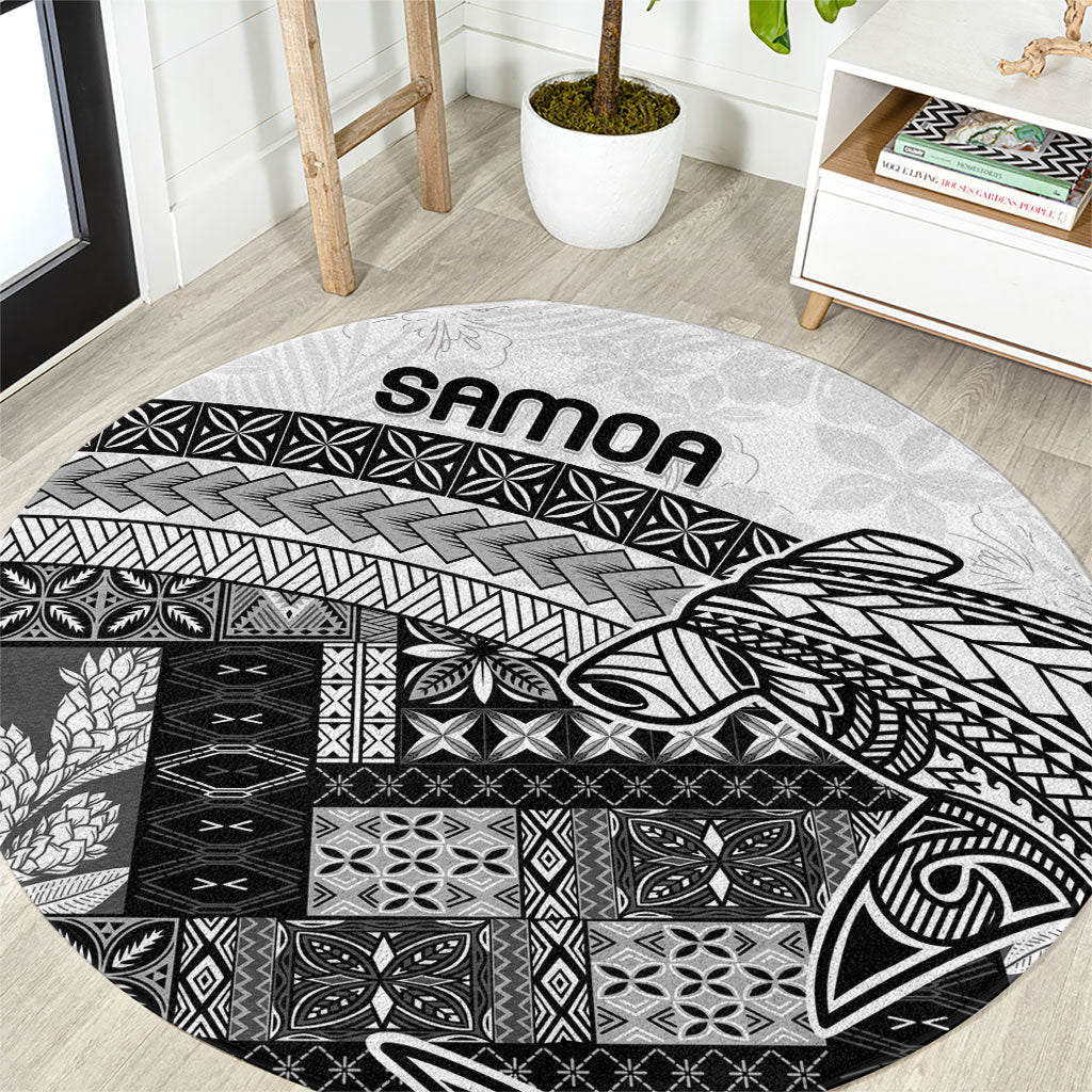 Samoa Mamanu Siapo Classic Black Round Carpet Tatau Malie