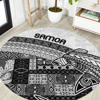 Samoa Mamanu Siapo Classic Black Round Carpet Tatau Malie