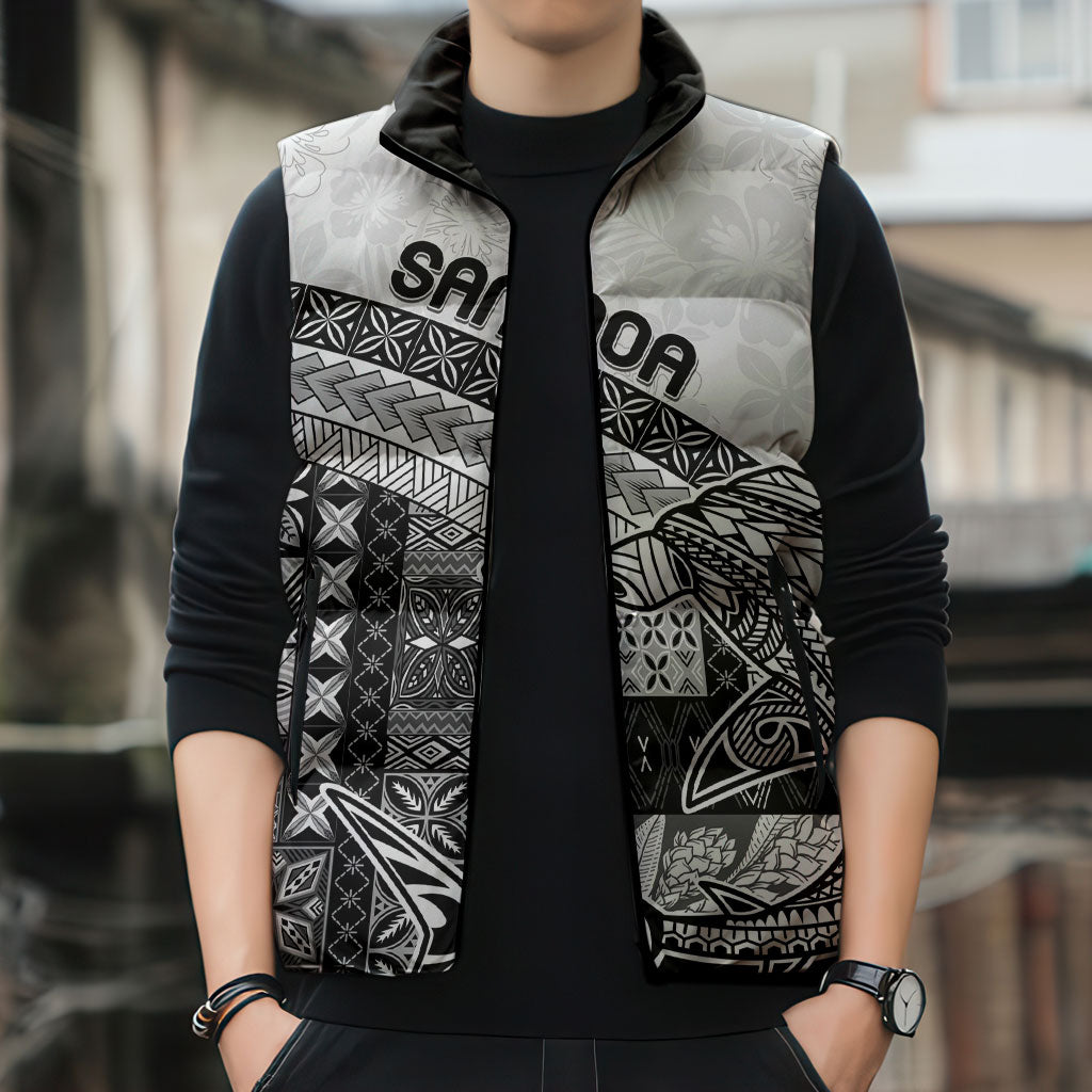 Samoa Mamanu Siapo Classic Black Sleeveless Puffer Jacket Tatau Malie