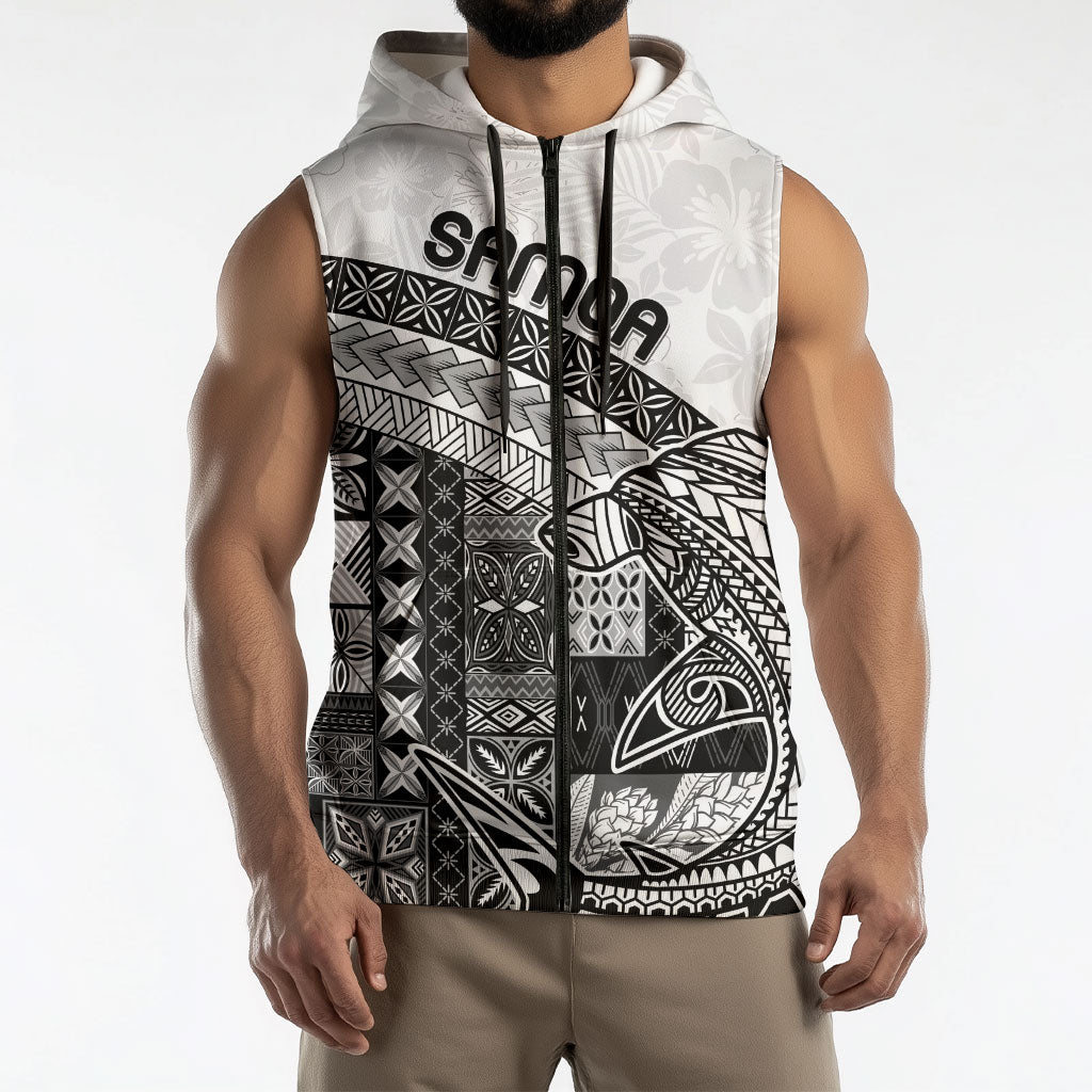 Samoa Mamanu Siapo Classic Black Sleeveless Zip Hoodie Tatau Malie