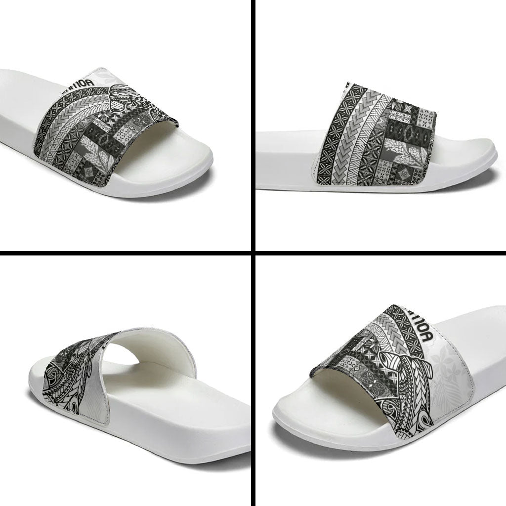 Samoa Mamanu Siapo Classic Black Slide Sandals Tatau Malie