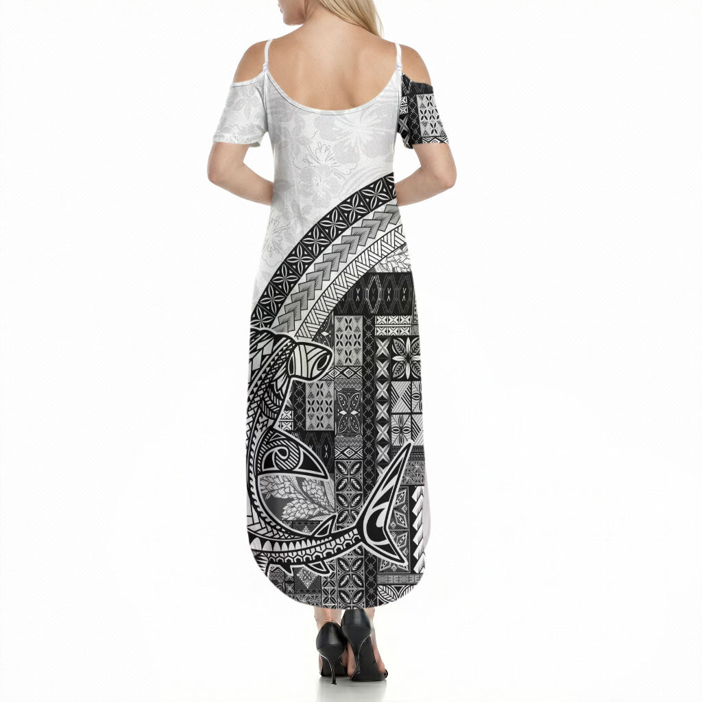 Samoa Mamanu Siapo Classic Black Summer Maxi Dress Tatau Malie