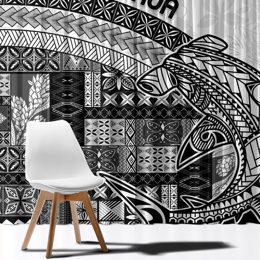Samoa Mamanu Siapo Classic Black Window Curtain Tatau Malie