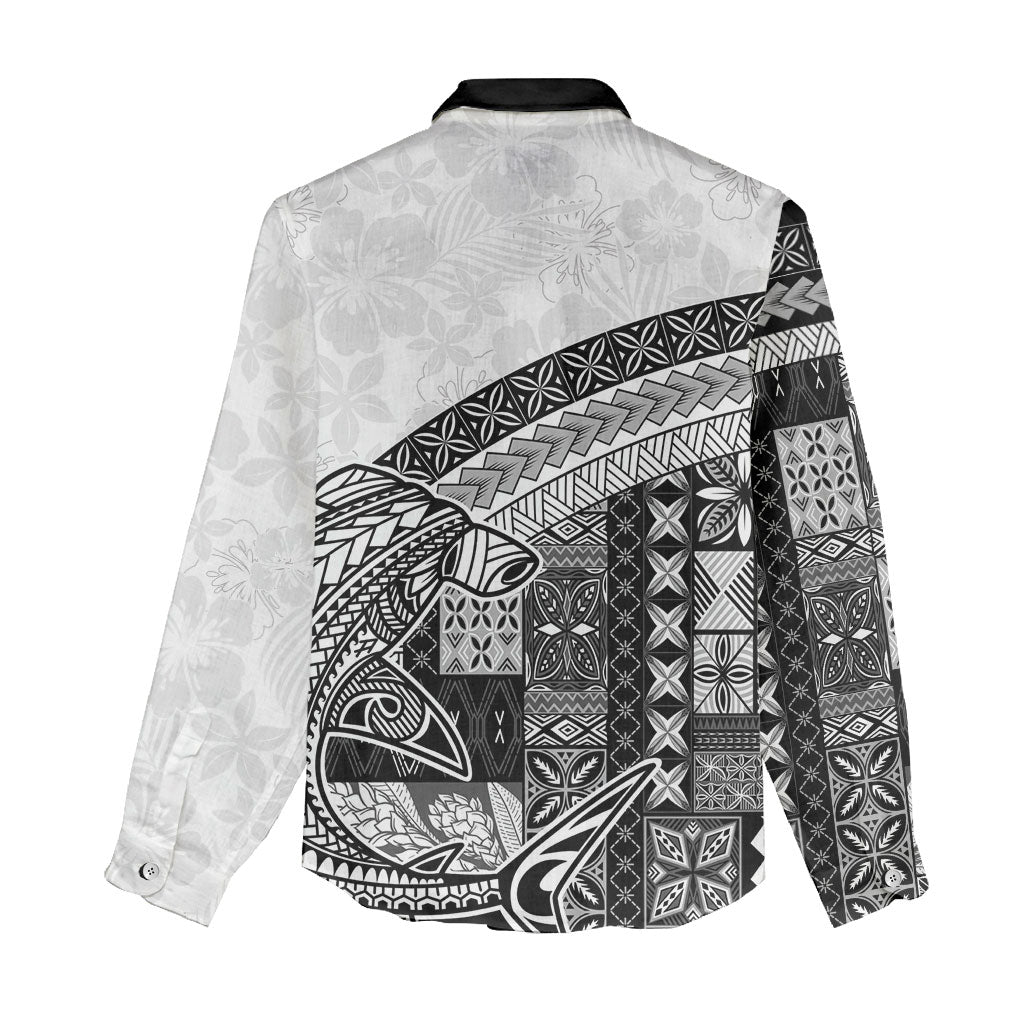 Samoa Mamanu Siapo Classic Black Women Casual Shirt Tatau Malie
