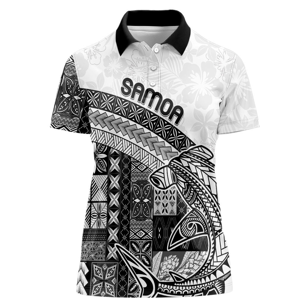Samoa Mamanu Siapo Classic Black Women Polo Shirt Tatau Malie
