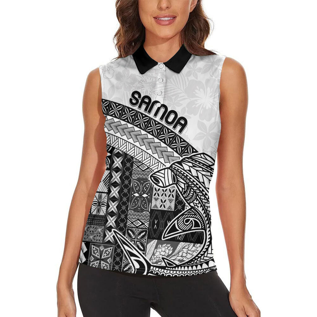 Samoa Mamanu Siapo Classic Black Women Sleeveless Polo Shirt Tatau Malie