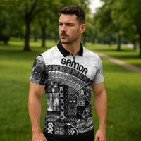 Samoa Mamanu Siapo Classic Black Zipper Polo Shirt Tatau Malie