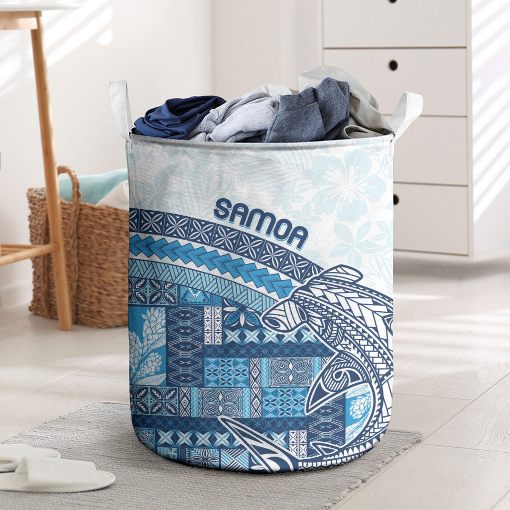 Samoa Mamanu Siapo Royal Blue Laundry Basket Tatau Malie