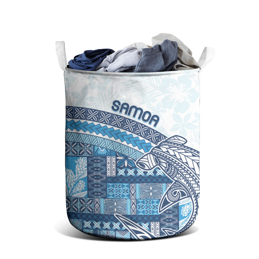 Samoa Mamanu Siapo Royal Blue Laundry Basket Tatau Malie