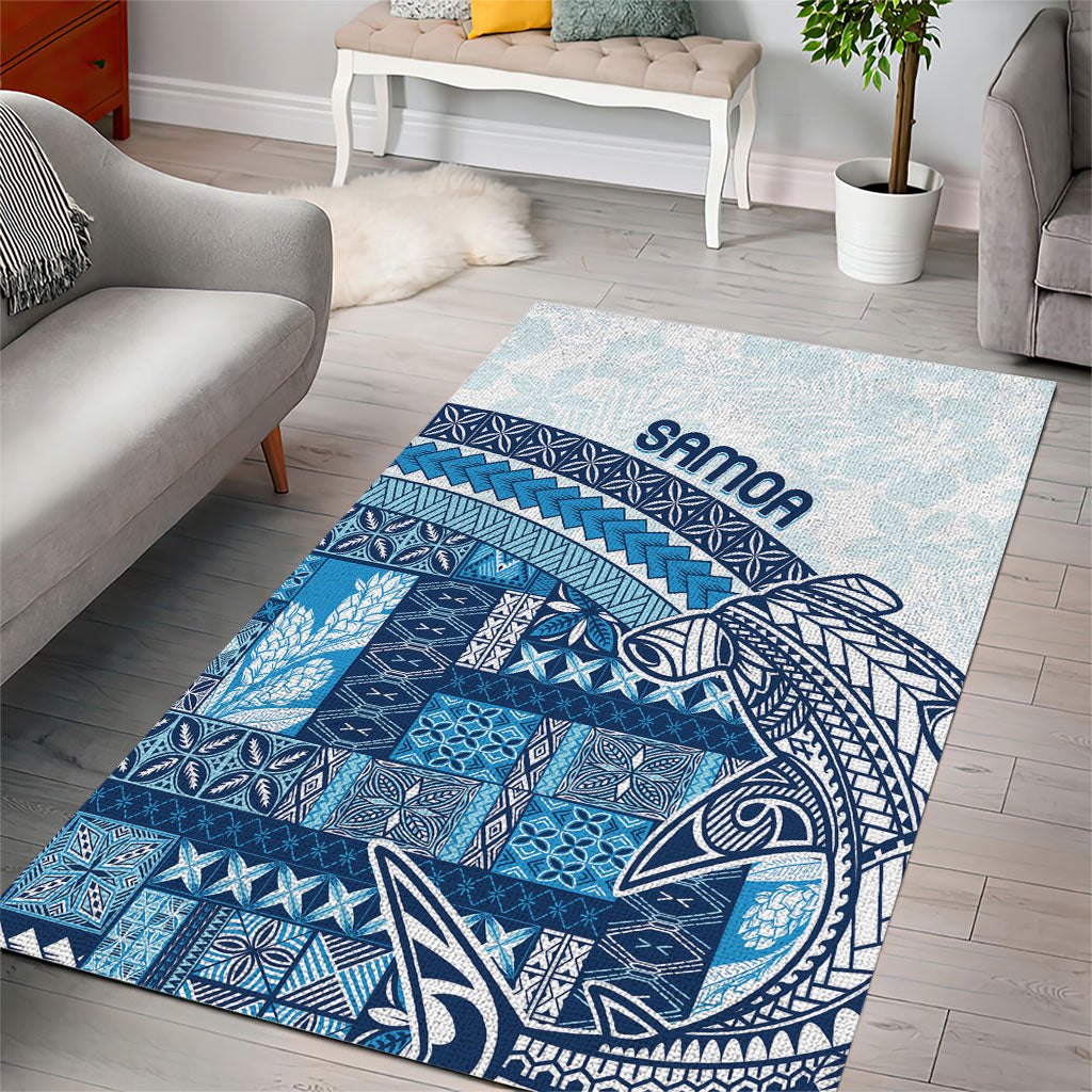 Samoa Mamanu Siapo Royal Blue Area Rug Tatau Malie