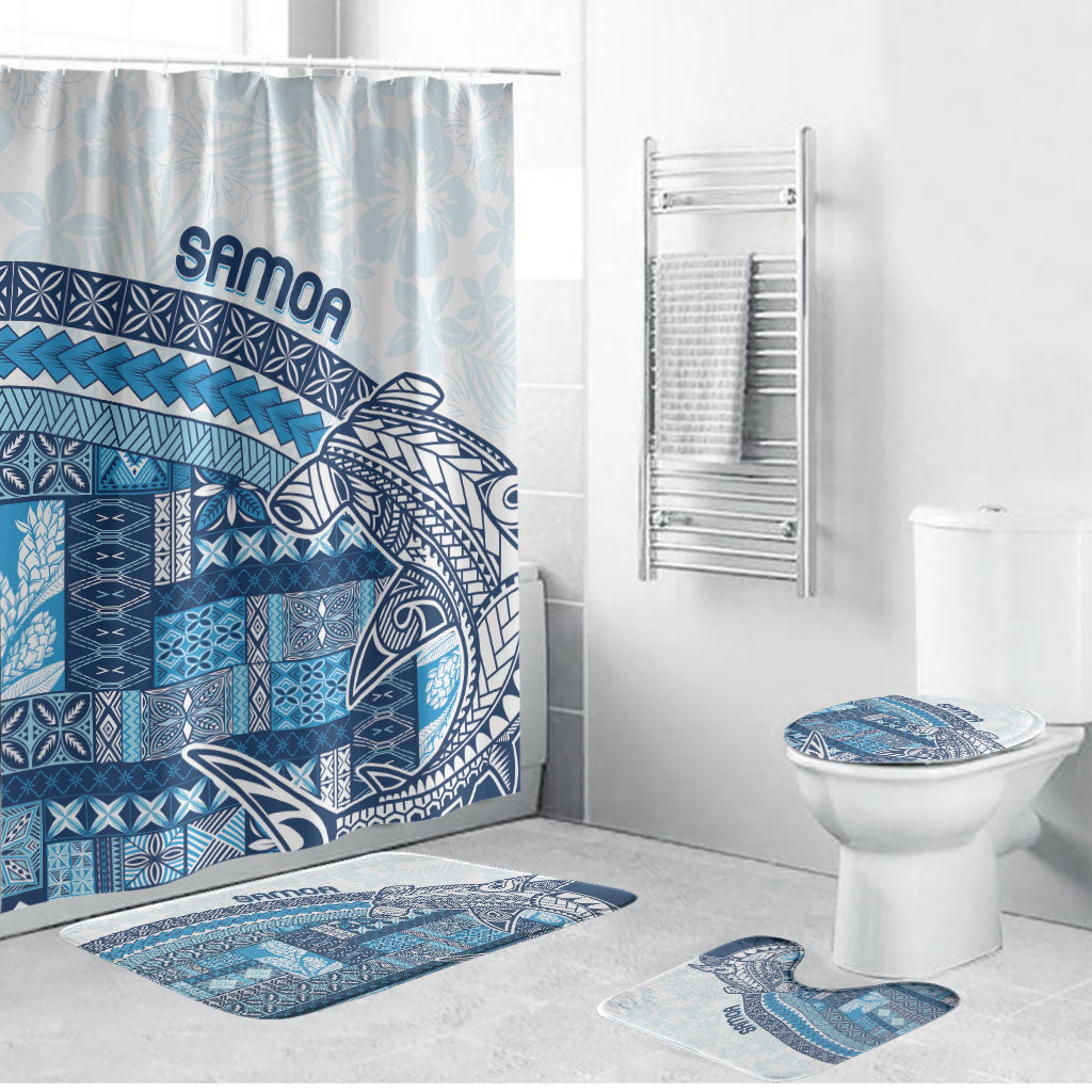 Samoa Mamanu Siapo Royal Blue Bathroom Set Tatau Malie