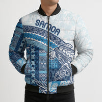 Samoa Mamanu Siapo Royal Blue Bomber Puffer Jacket Tatau Malie