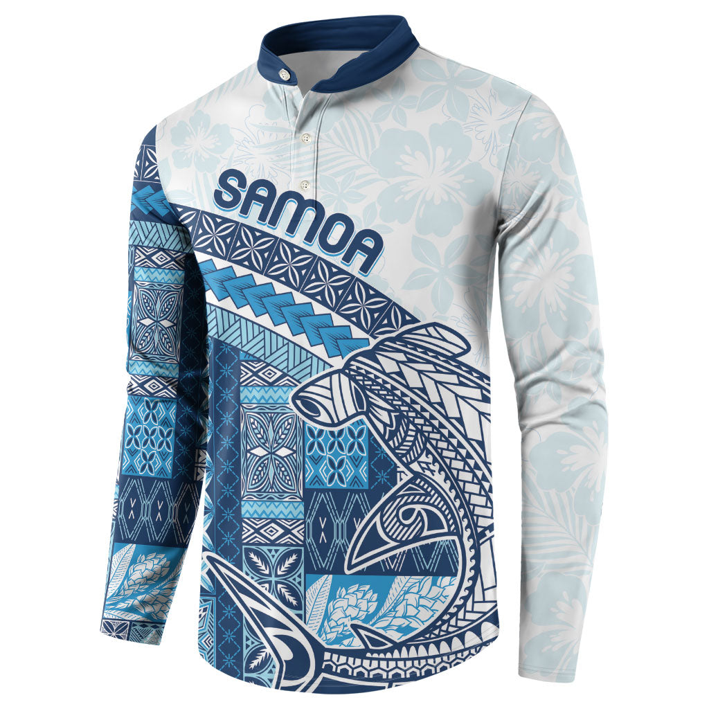 Samoa Mamanu Siapo Royal Blue Button Sweatshirt Tatau Malie