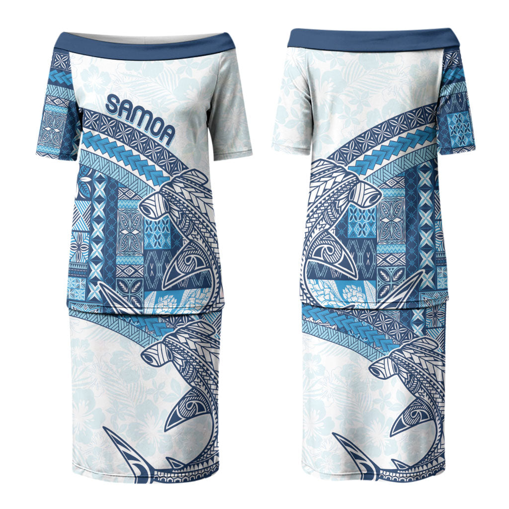 Samoa Mamanu Siapo Royal Blue Couples Matching Puletasi and Hawaiian Shirt Tatau Malie