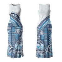 Samoa Mamanu Siapo Royal Blue Couples Matching Tank Maxi Dress and Hawaiian Shirt Tatau Malie