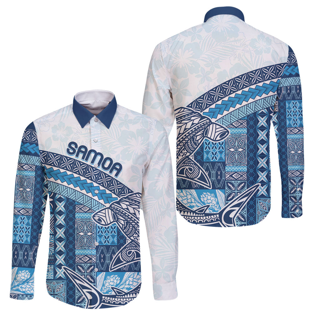 Samoa Mamanu Siapo Royal Blue Family Matching Long Sleeve Bodycon Dress and Hawaiian Shirt Tatau Malie