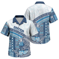 Samoa Mamanu Siapo Royal Blue Family Matching Long Sleeve Bodycon Dress and Hawaiian Shirt Tatau Malie