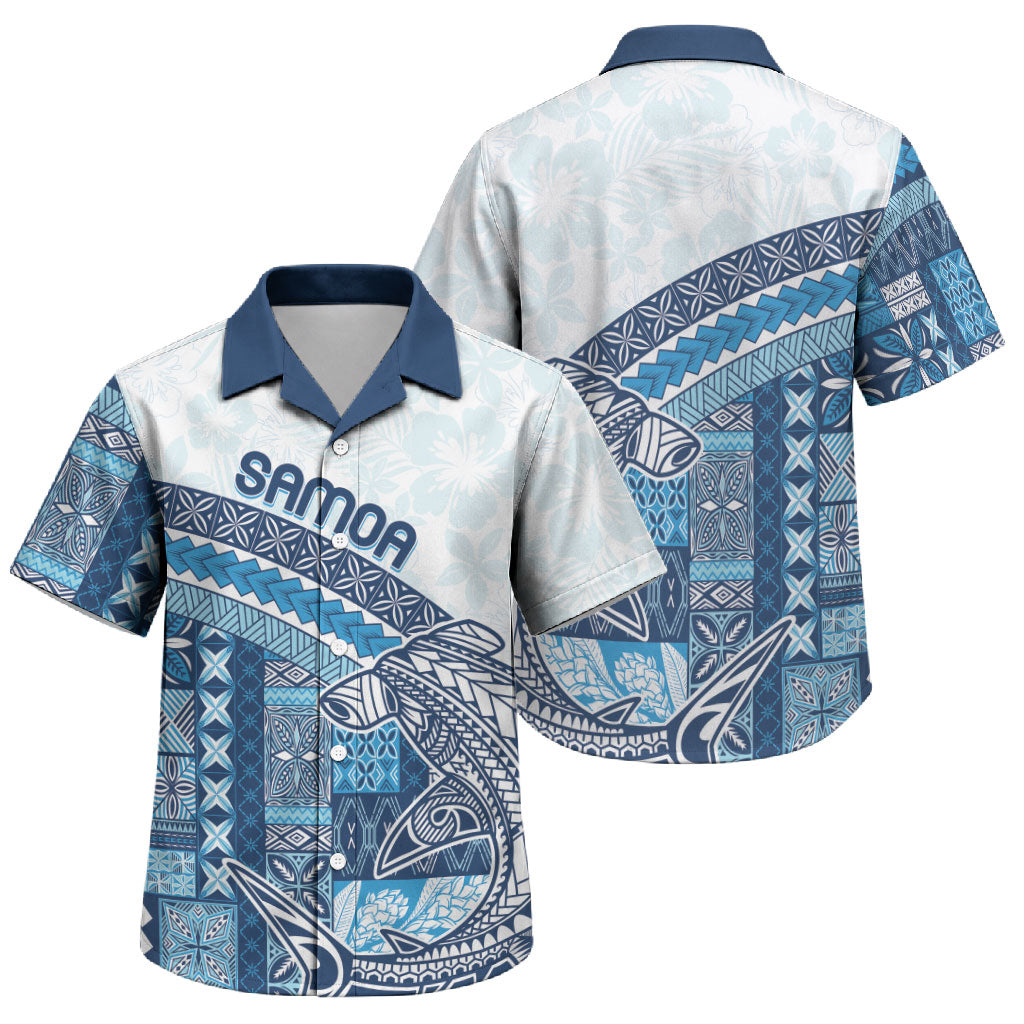 Samoa Mamanu Siapo Royal Blue Family Matching Puletasi and Hawaiian Shirt Tatau Malie