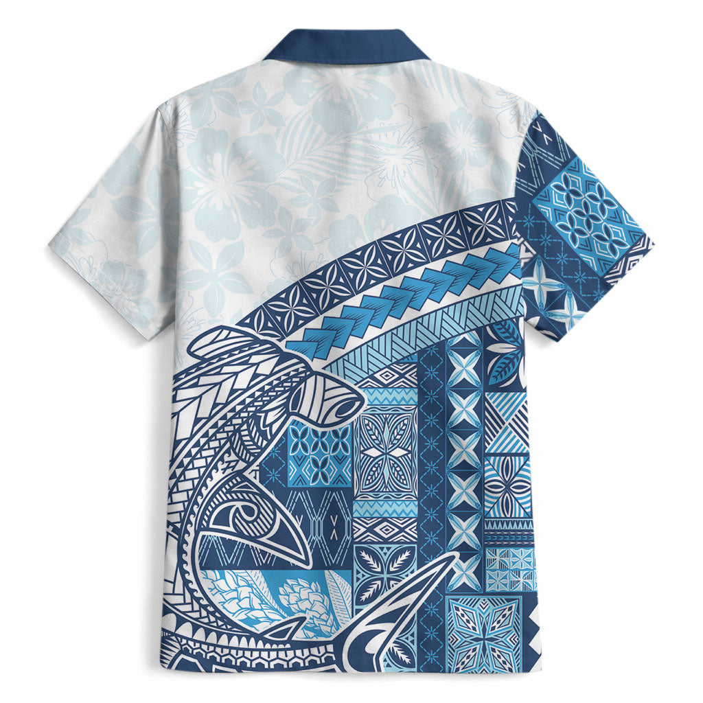Samoa Mamanu Siapo Royal Blue Hawaiian Shirt Tatau Malie