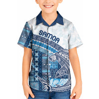 Samoa Mamanu Siapo Royal Blue Kid Hawaiian Shirt Tatau Malie
