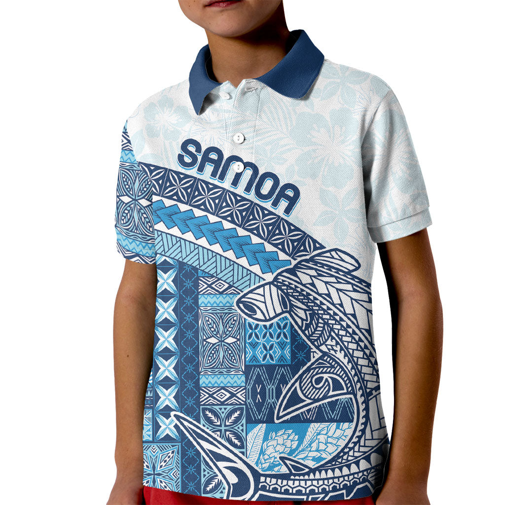 Samoa Mamanu Siapo Royal Blue Kid Polo Shirt Tatau Malie