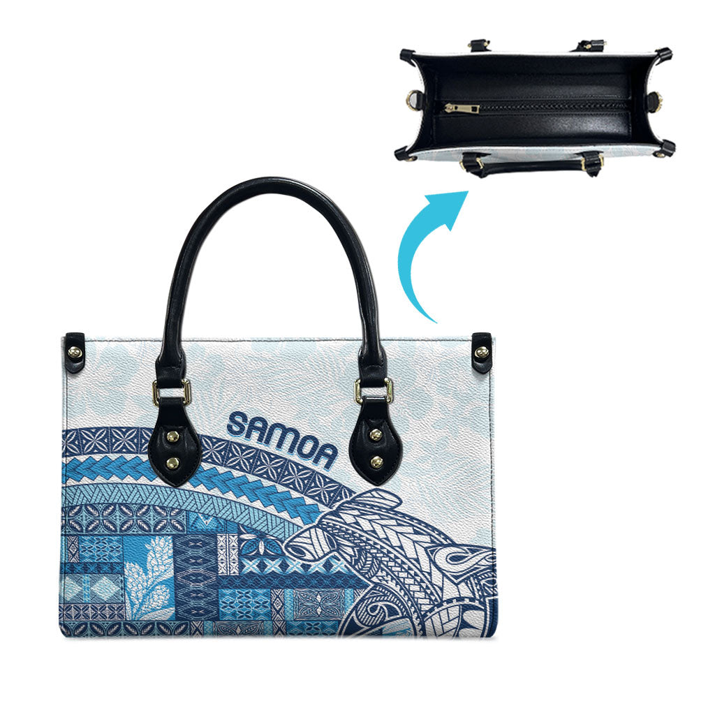 Samoa Mamanu Siapo Royal Blue Leather Bag Tatau Malie
