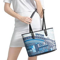 Samoa Mamanu Siapo Royal Blue Leather Tote Bag Tatau Malie